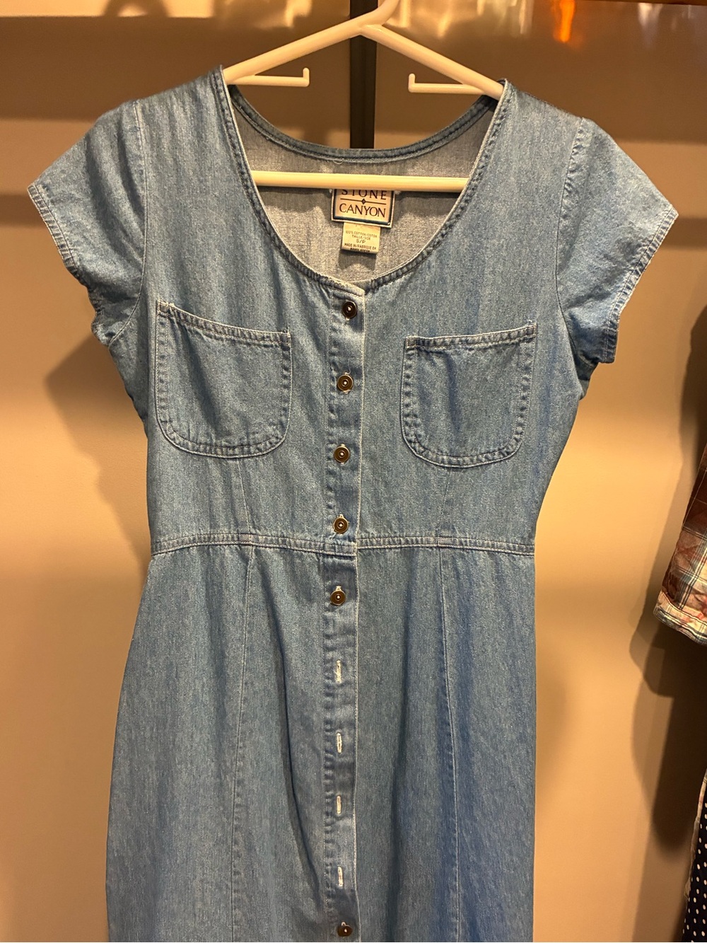 90s vintage denim/jean maxi dress